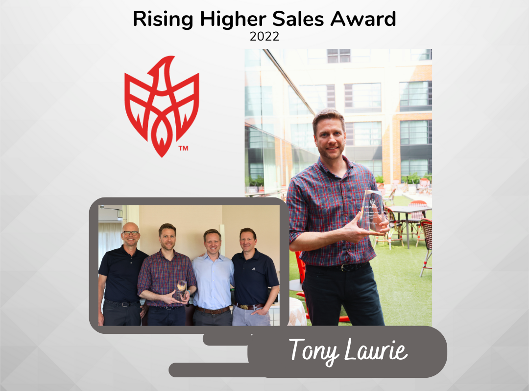 Tony Laurie recognized with Rising Higher Sales Award